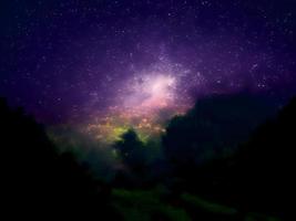 night landscape mountain and milky way galaxy background our galaxy, long exposure, low light photo