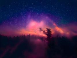 night landscape mountain and milkyway galaxy background, long exposure, low light photo