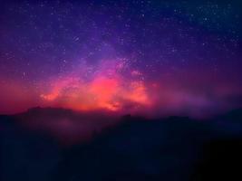 night landscape mountain and milkyway galaxy background, long exposure, low light photo