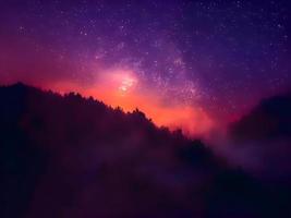 night landscape mountain and milkyway galaxy background, long exposure, low light photo