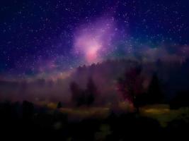 night landscape mountain and milkyway galaxy background, long exposure, low light photo