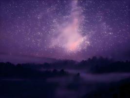 night landscape mountain and milky way galaxy background our galaxy, long exposure, low light photo