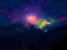 night landscape mountain and milky way galaxy background our galaxy, long exposure, low light photo