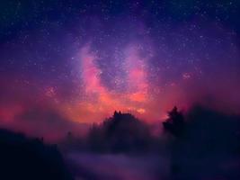 night landscape mountain and milkyway galaxy background, long exposure, low light photo