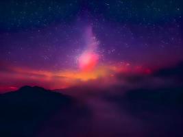 night landscape mountain and milkyway galaxy background, long exposure, low light photo