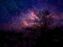 night landscape mountain and milky way galaxy background our galaxy, long exposure, low light photo