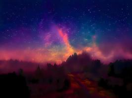 night landscape mountain and milky way galaxy background our galaxy, long exposure, low light photo