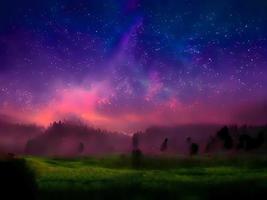 night landscape mountain and milkyway galaxy background, long exposure, low light photo