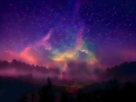 night landscape mountain and milky way galaxy background our galaxy, long exposure, low light photo