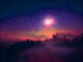 night landscape mountain and milky way galaxy background our galaxy, long exposure, low light photo