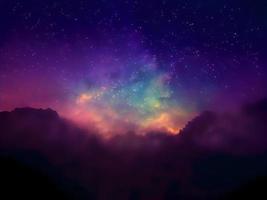 paisaje nocturno montaña y vía láctea fondo de galaxia nuestra galaxia, larga exposición, poca luz foto