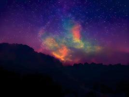 night landscape mountain and milky way galaxy background our galaxy, long exposure, low light photo