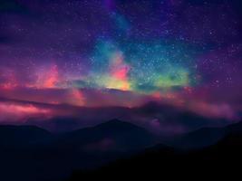 night landscape mountain and milky way galaxy background our galaxy, long exposure, low light photo