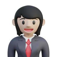 Representación 3d de mujer de negocios de avatar femenino con traje y corbata bueno para la foto de perfil en el tema de negocios o finanzas