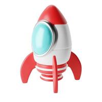 Nave espacial de cohetes 3d con color base rojo y blanco, idea de diseño de arte de exploración, concepto de inicio