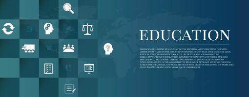 conjunto de iconos de educación - banner de encabezado web vector