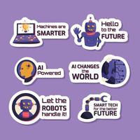 Artificial Intelligence Stickers Set vector