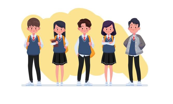student wearing uniform character collection