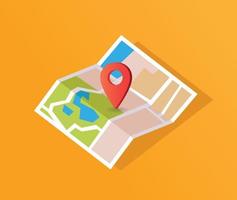 Map icon isometric with destination location pin pointer illustration flat