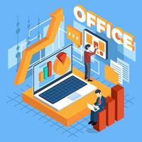 Working in an Office in Isometric Style vector