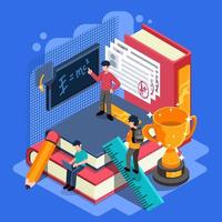 Isometric College Student Studying vector