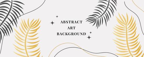 Vector background of watercolor art. Wallpaper design with a brush. black, yellow, white brushes, palm leaves, abstract shapes. watercolor illustration for prints, wall drawings