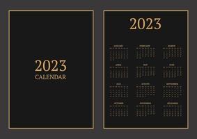 calendario mensual clásico para 2023. un calendario de estilo minimalista de forma cuadrada. plantilla de calendario vector