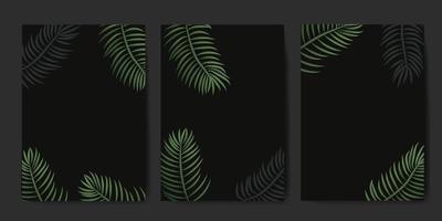 conjunto de carteles o pancartas con hojas de palmeras tropicales. ilustración vectorial para imprimir carteles vectoriales, pancartas, diseño de folletos vector