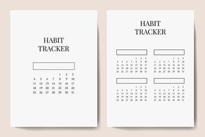 Habits Tracker printable template Vector. Blank white notebook page A4. Vector illustration.