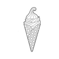 Libro para colorear cono de helado. dulces para niños vector