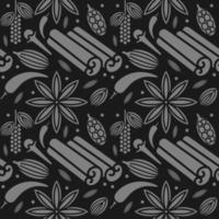 Vector seamless pattern with hand drawn spices. Beautiful food vector design elements.