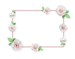 arreglo de rosas blancas, marco de flores. foto
