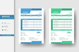 Elegant Blue and Green vector invoice template design