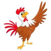 cute rooster waving hand. vector cartoon illustration