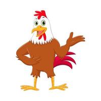 cute rooster waving hand. vector cartoon illustration
