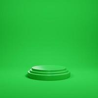 Empty podium for product display on green background. Minimalism concept photo