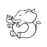 cute baby elephant with love cartoon hand drawn style free vector illustration