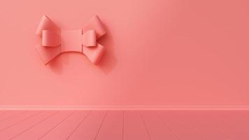 Pink interior with the tie bow on the wall photo