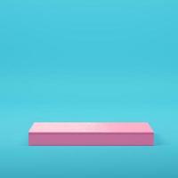 Pink rectangle podium for product display on bright blue background in pastel colors photo