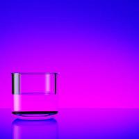Glass with water on purple background