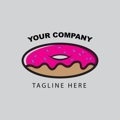 Donut Shop Logo Flat Vector Art