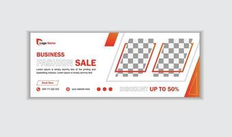 Fashion sale web banner design and landing page or social media cover design vector