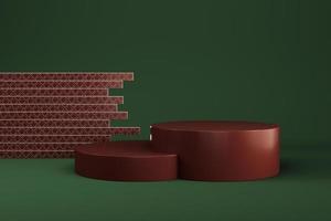 Abstract minimal background. Cylindrical podium with geometrical shape for product display photo