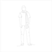 Continuous line of a man waiting simple vector illustration