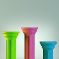 Three colorful columns on gray background photo