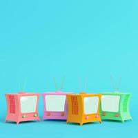 Colorful cartoon styled tv on bright blue background in pastel colors. Minimalism concept photo