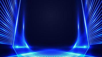 tecnología abstracta concepto futurista marco de líneas láser azul con efecto de iluminación sobre fondo oscuro vector