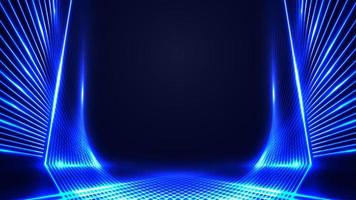 Abstract technology futuristic concept blue laser lines frame with lighting effect on dark background vector