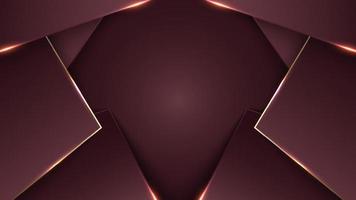 3D elegant abstract geometric red and golden color paper art modern luxury style background vector