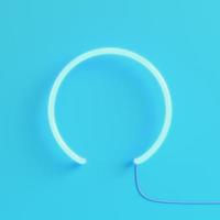 Neon light on bright blue background in pastel colors photo